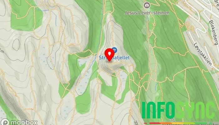 kart over Strandafjellet Fjelltopp i Fyllingsdalen