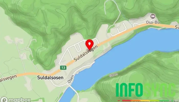 kart over Suldalsosen  i Suldalsosen