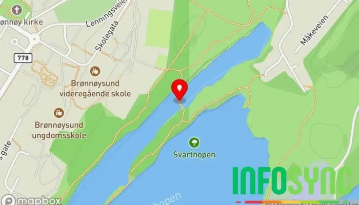 kart over Svarthopen rundt Utsiktspunkt i Brønnøysund