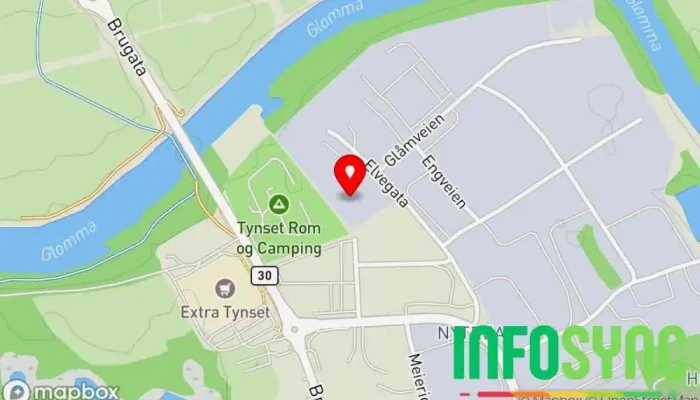 kart over Sykehuset Innlandet HF - Ambulansestasjon Tysnet Ambulansetjeneste i Tynset