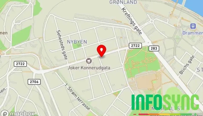 kart over Taksthuset Viken Taksttjenester, Taksering, Takstmann for eiendom i Drammen