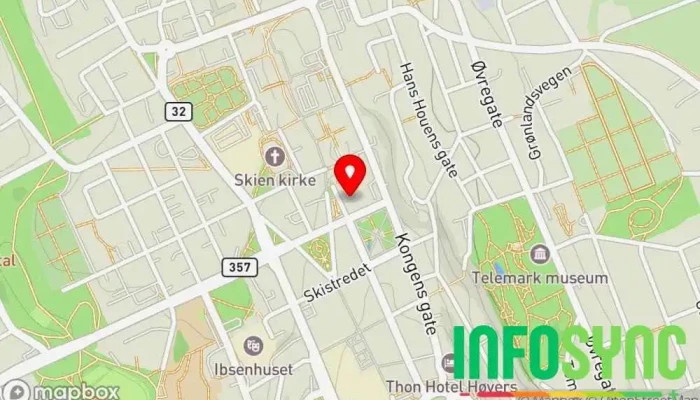 kart over Telemark fylkeskommune Offentlig kontor i Skien