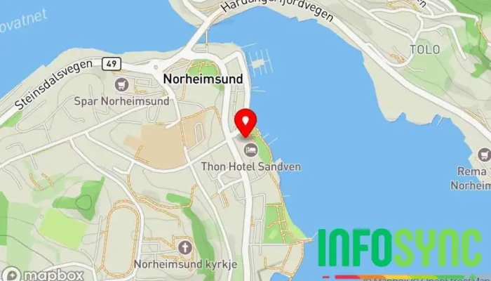 kart over Thon Hotel Sandven Hotell i Norheimsund