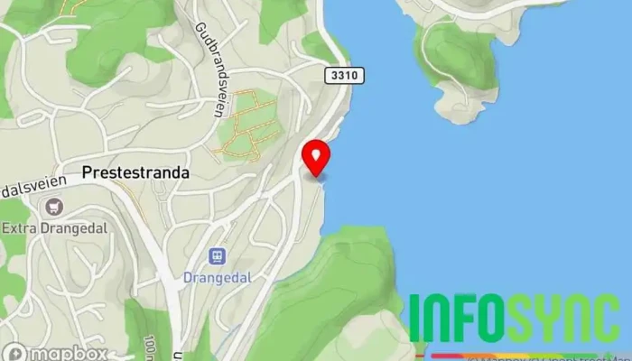 kart over Toke Brygge Rasteplass i Prestestranda