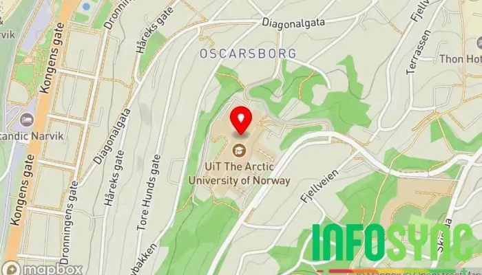 kart over UiT Norges arktiske universitet i Narvik Universitet i Narvik