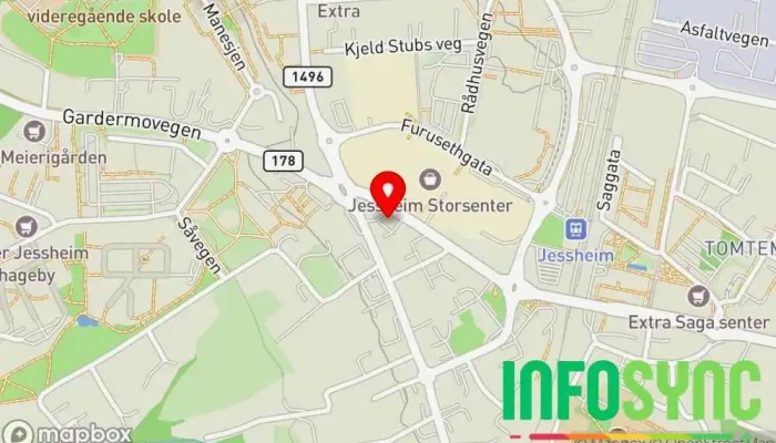 kart over Ullensaker Vaktselskap Vektertjeneste i Jessheim