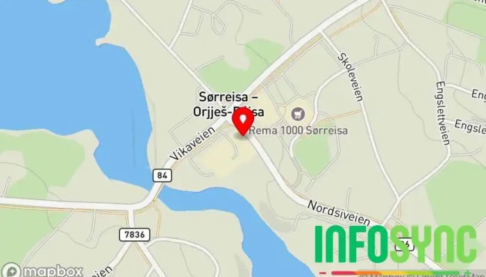 kart over UPS Access Point Frakt- og posttjeneste, Budtjeneste i Sørreisa