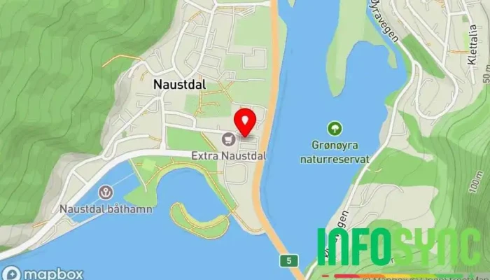 kart over UPS Access Point Frakt- og posttjeneste, Budtjeneste i Naustdal