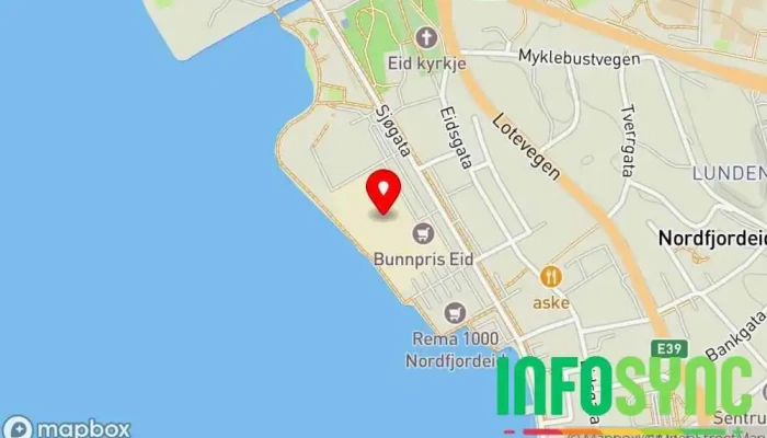 kart over UPS Access Point Frakt- og posttjeneste, Budtjeneste i Nordfjordeid