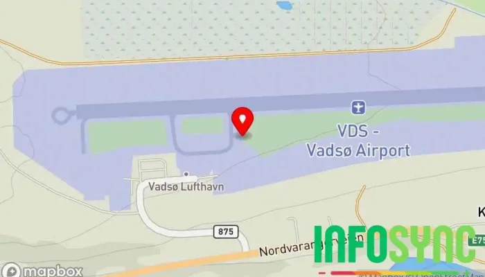 kart over Vadsø lufthavn (VDS) Flyplass i Vadsø
