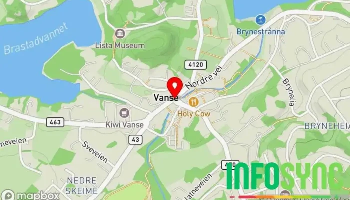 kart over Vanse  i Vanse