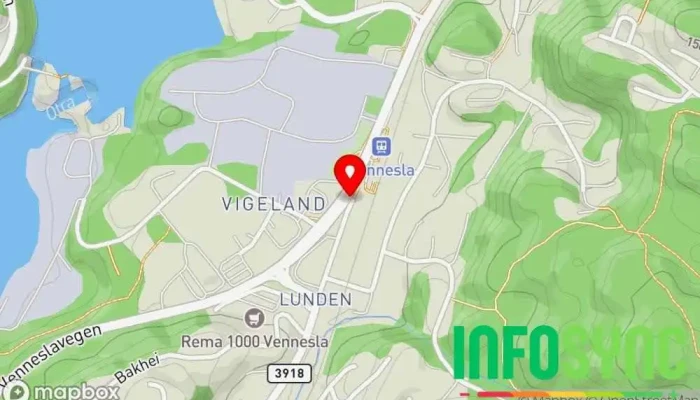 kart over Vennesla stasjon Bussholdeplass i Vennesla