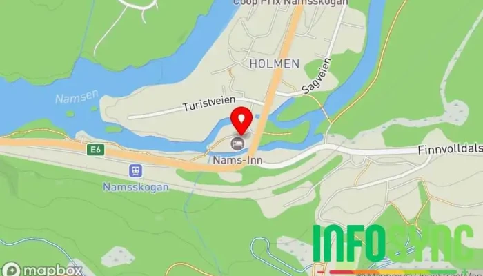 kart over Vertshuset Nams-Inn AS Hotell, Restaurant i Namsskogan