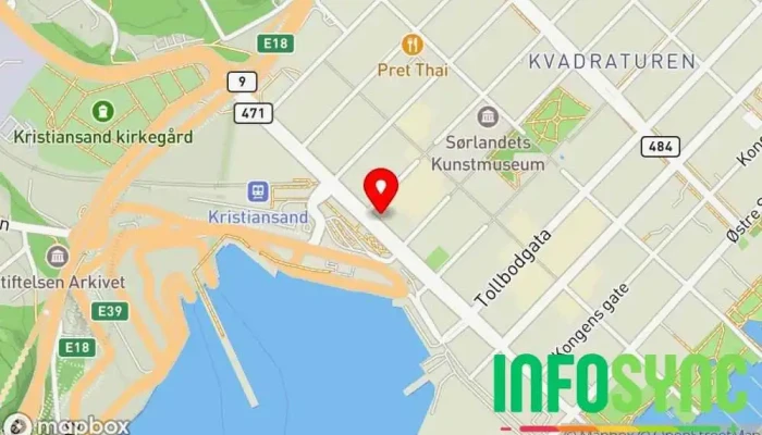 kart over Visit Sørlandet AS Hovedkontor i Kristiansand