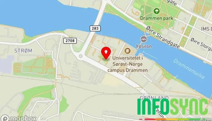 kart over VisitDrammen Medieselskap, Eventbyrå, Markedsføringsbyrå, Turistinformasjon i Drammen