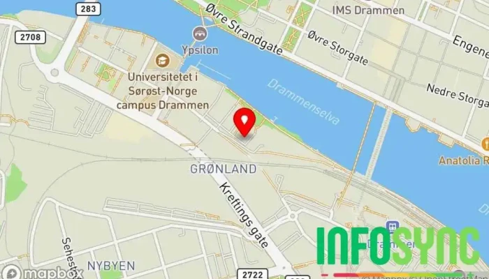 kart over Vy Buss avd. Driftssentral Drammen Bussreiseselskap i Drammen