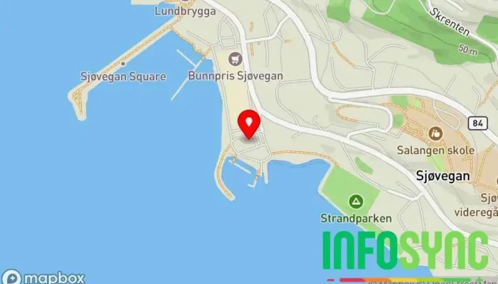 kart over YX Sjøvegan Bensinstasjon, Bilverksted, Dekkbutikk i Sjøvegan